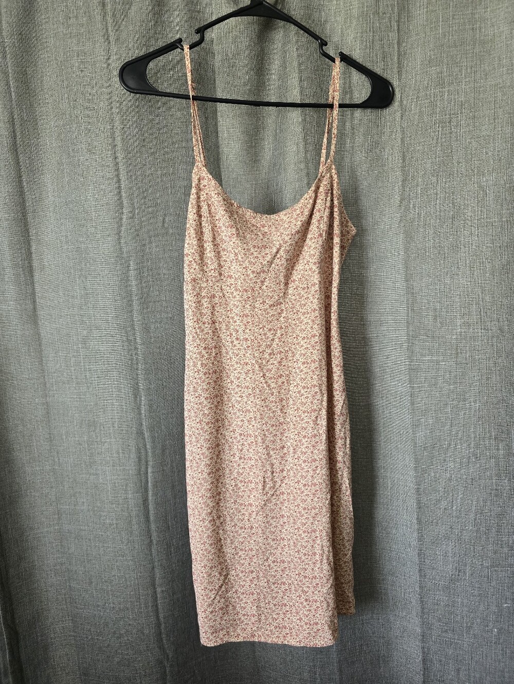 John Galt A Line Spaghetti Strap Ditsy Floral Knee Length Dress Tie Sz S Peach
